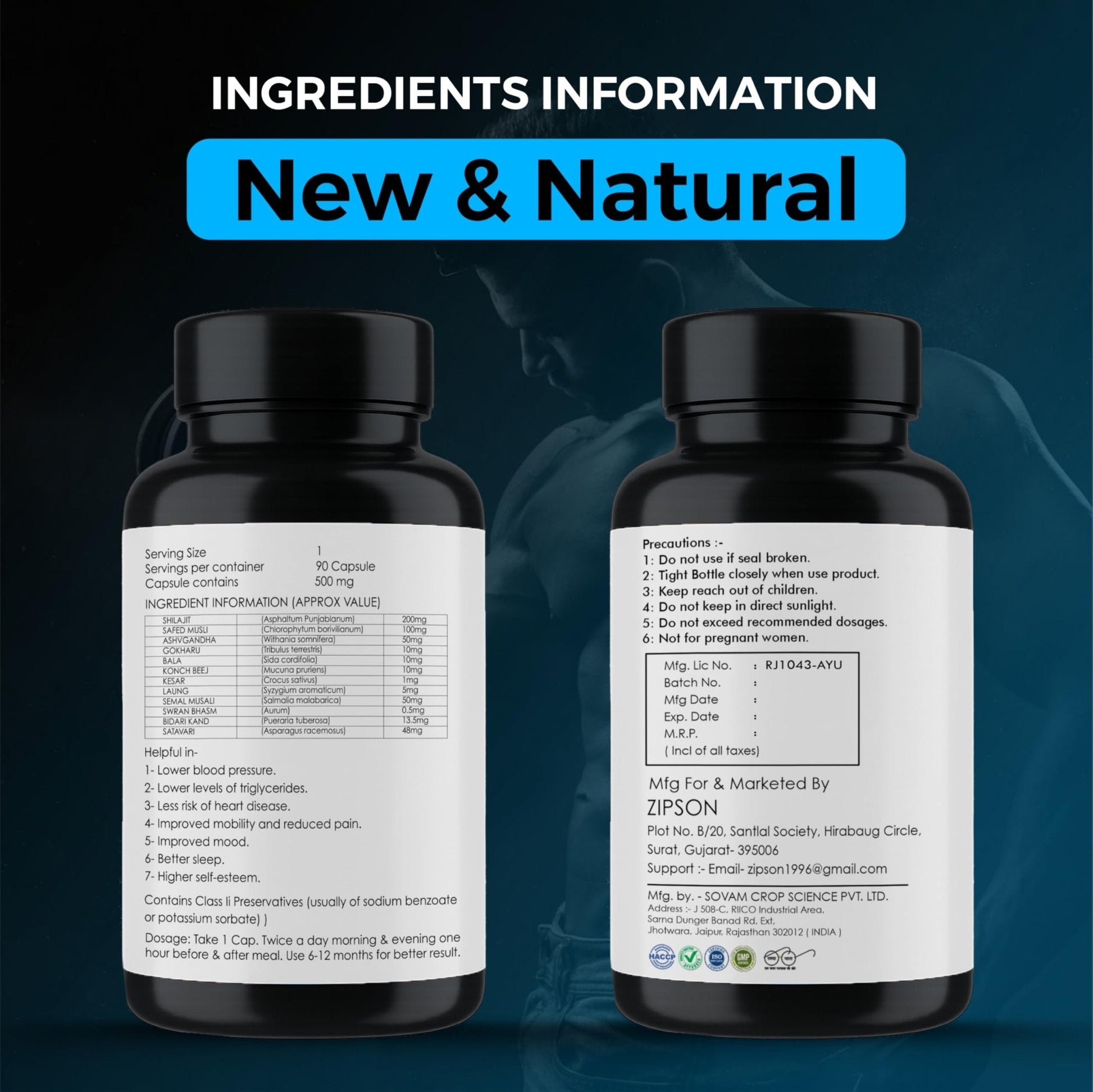 ZIPSON Shilajit for Men & Women | 90 Capsules | Himalayan Formula for Extra Power, Stamina & Immune Support | with Natural Fulvic Acid | Non-GMO | 500mg Per Serving - Maple Wellness Supplements