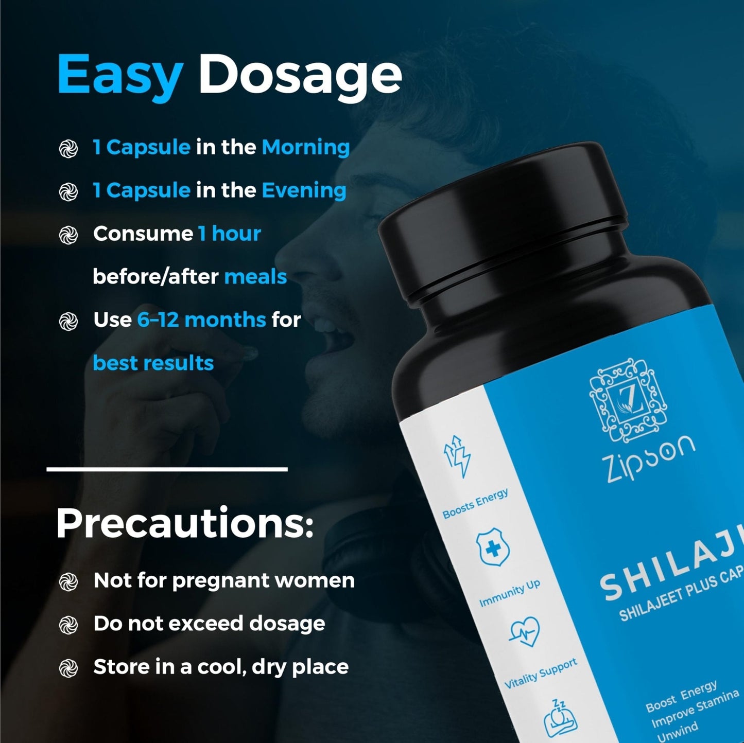 ZIPSON Shilajit for Men & Women | 90 Capsules | Himalayan Formula for Extra Power, Stamina & Immune Support | with Natural Fulvic Acid | Non-GMO | 500mg Per Serving - Maple Wellness Supplements