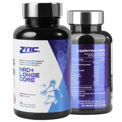 ZNC®10-in-1 NAD+ Supplement with Liposomal NAD, Urolithin A & Resveratrol for Energy & Cellular Repair - 60 Vegan Capsules - Maple Wellness Supplements
