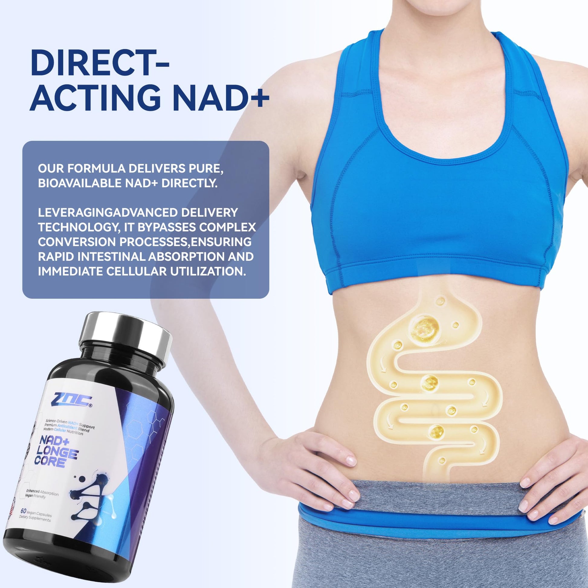 ZNC®10-in-1 NAD+ Supplement with Liposomal NAD, Urolithin A & Resveratrol for Energy & Cellular Repair - 60 Vegan Capsules - Maple Wellness Supplements