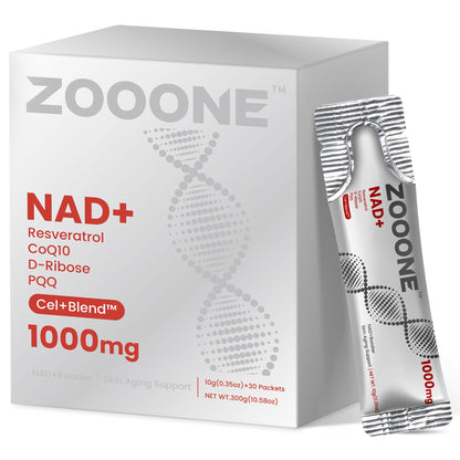 zooone NAD+ 1000mg Liquid Packets Supplement - Premium Nicotinamide Riboside & Resveratrol for Cellular Energy - Maple Wellness Supplements