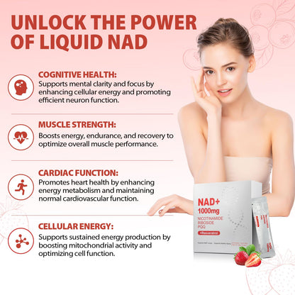 ZOROAHER 1000mg High-Potency NAD+ Liquid Supplement, Nicotinamide Riboside & Resveratrol with PQQ, Boosts Cellular Energy, Focus & Healthy Aging - 1 Pc - Maple Wellness Supplements