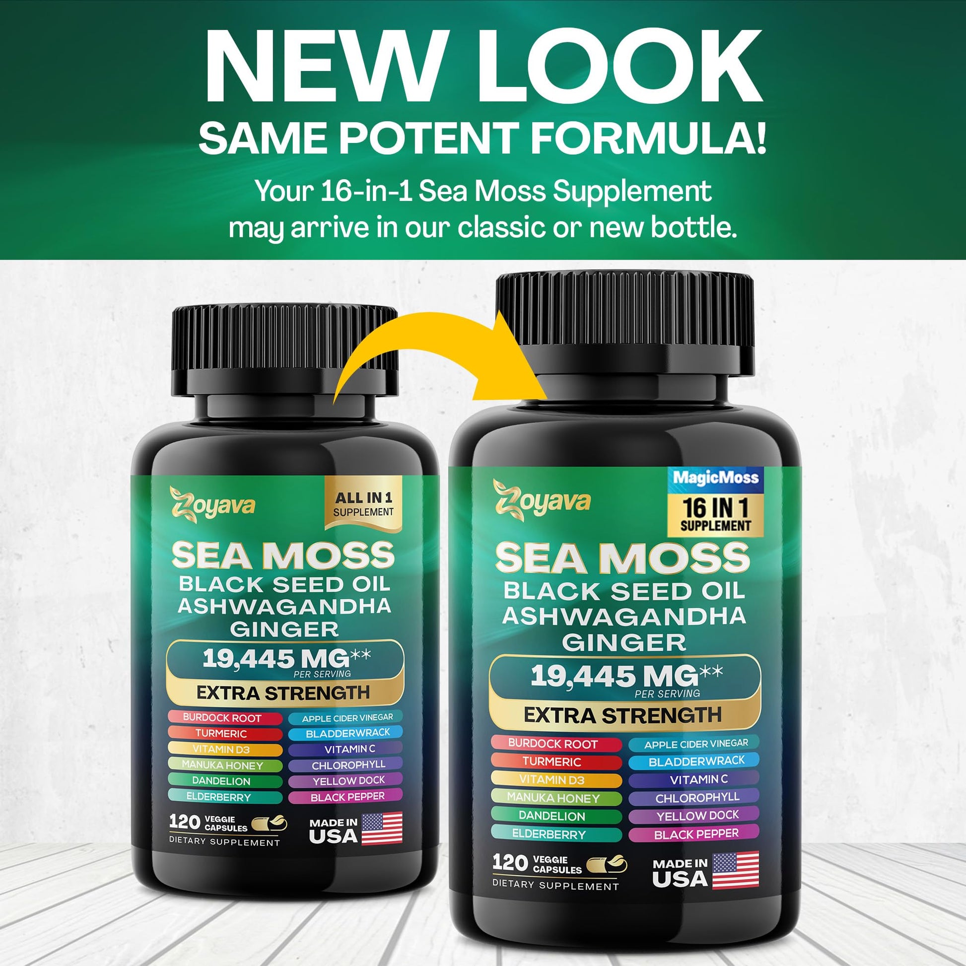 Zoyava Sea Moss 7000mg Black Seed Oil 4000mg Ashwagandha 2000mg Turmeric - Maple Wellness Supplements