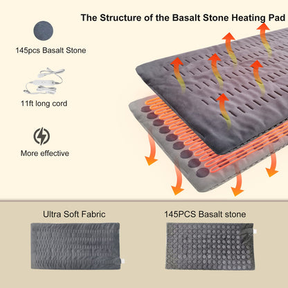ZXU Jade Stone Heating pad, Nature Jade Electric Heating Pad for Back Pain and Cramps Relief,XL King Size Hot Heated Pad with 12 Heat Level,1-24h Auto-Off,Stay on Function, Hot Heated Pad - Maple Wellness Supplements