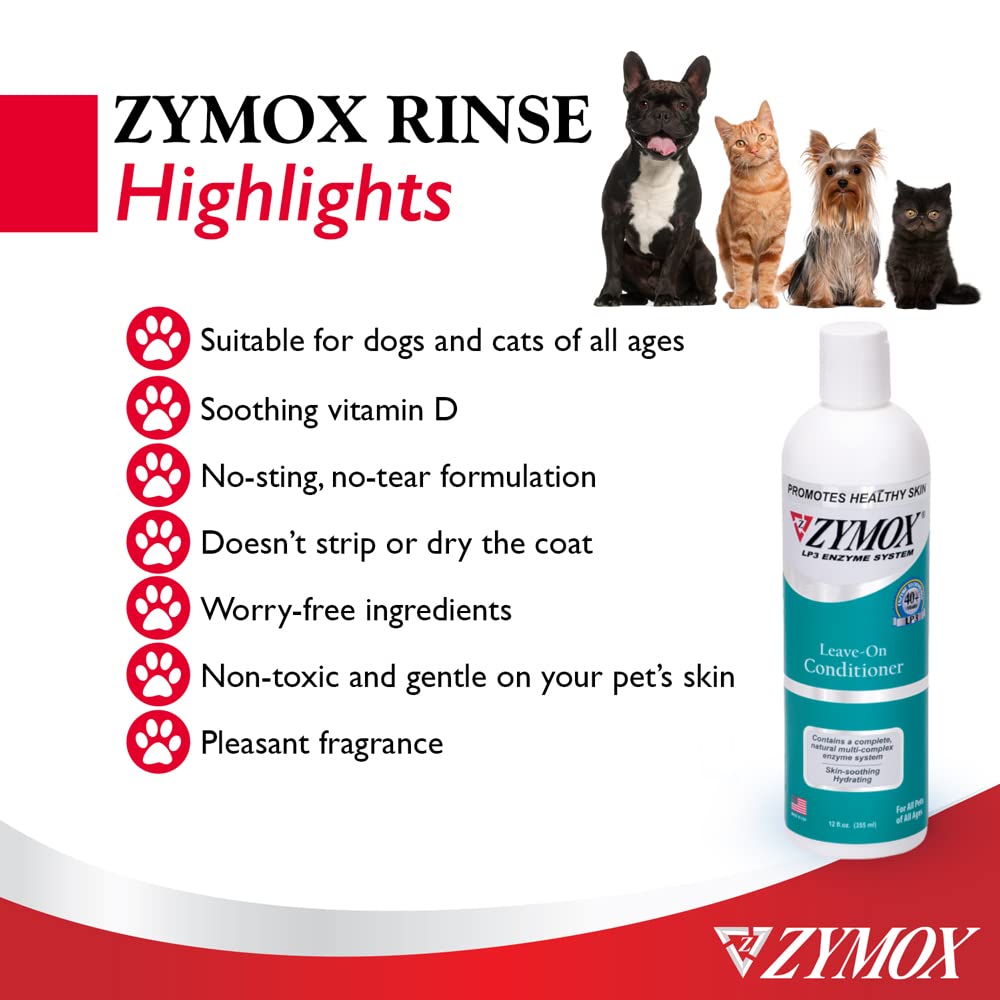 Zymox Leave On Conditioner for Pets, 12 fl oz - Maple Wellness Supplements