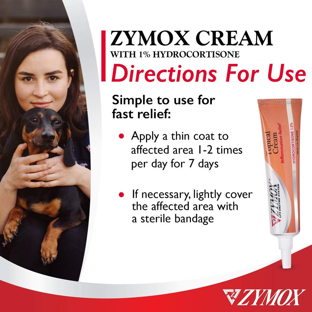 Zymox Veterinarian Strength Topical Cream with 1% Hydrocortisone for Dogs and Cats, 1oz - Maple Wellness Supplements