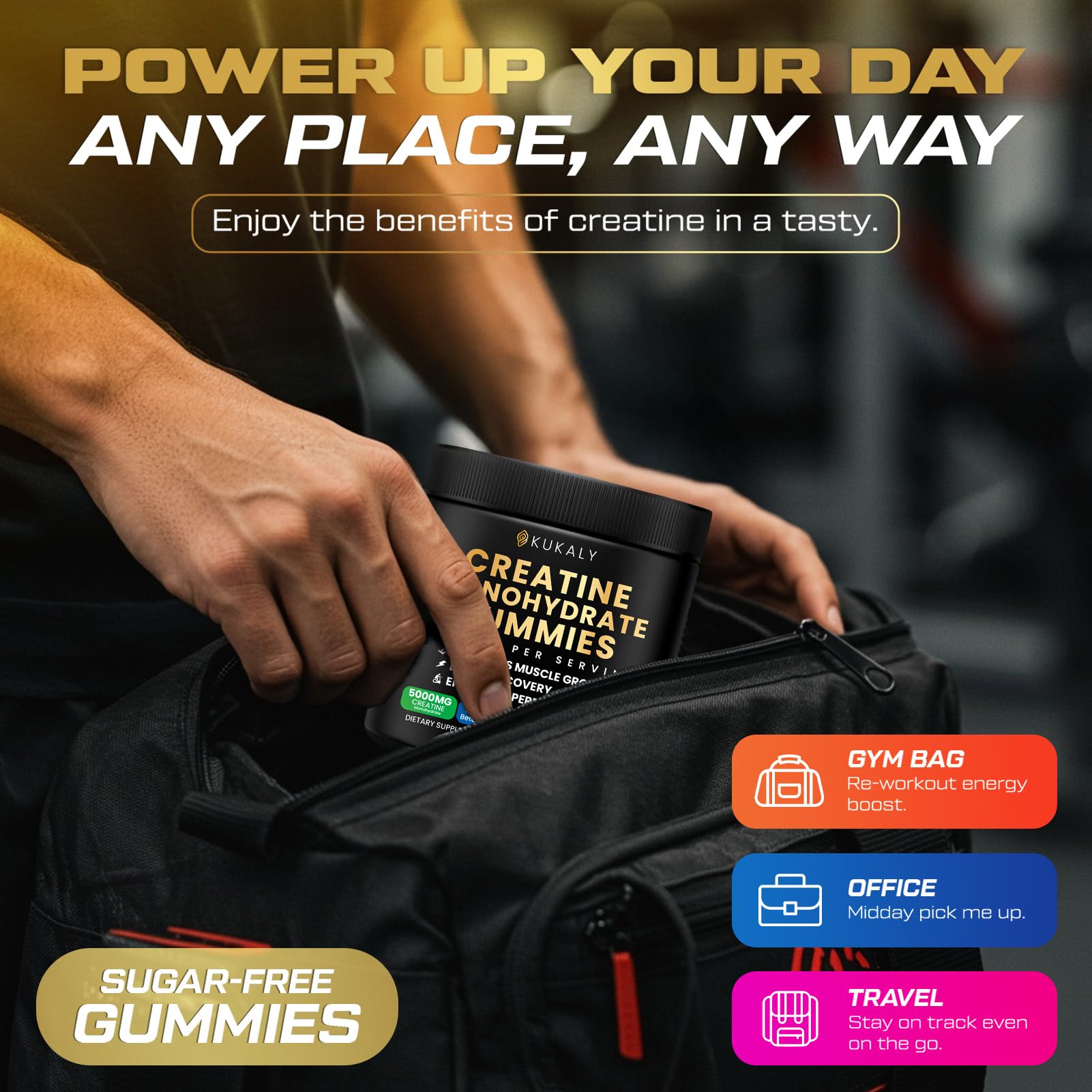 ZyterX Creatine Monohydrate Gummies for Men & Women, 9000MG Creatine Gummies Sugar Free with L-Taurine, BCAA 2:1, B12 B6 for Boost Strength, Focus & Endurance, - Maple Wellness Supplements