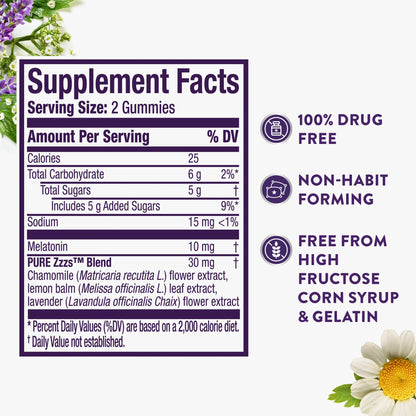 ZzzQuil Pure Zzzs Advanced Melatonin Gummies, Melatonin 10mg, Sleep Aid, with Chamomile & Lavender, Melatonin Sleep Gummies, Sleep Aids for Adults - Maple Wellness Supplements