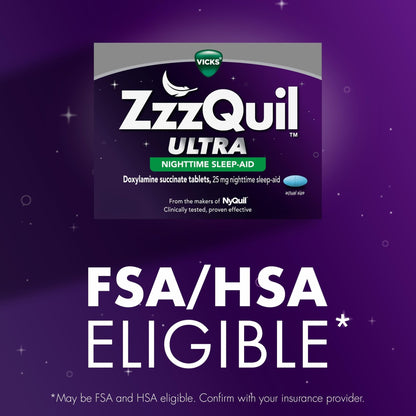 ZzzQuil ULTRA, Sleep Aid, Doxylamine Succinate 25mg, Sleep Aids for Adults, Nighttime Sleep Aid, 48 Tablets - Maple Wellness Supplements